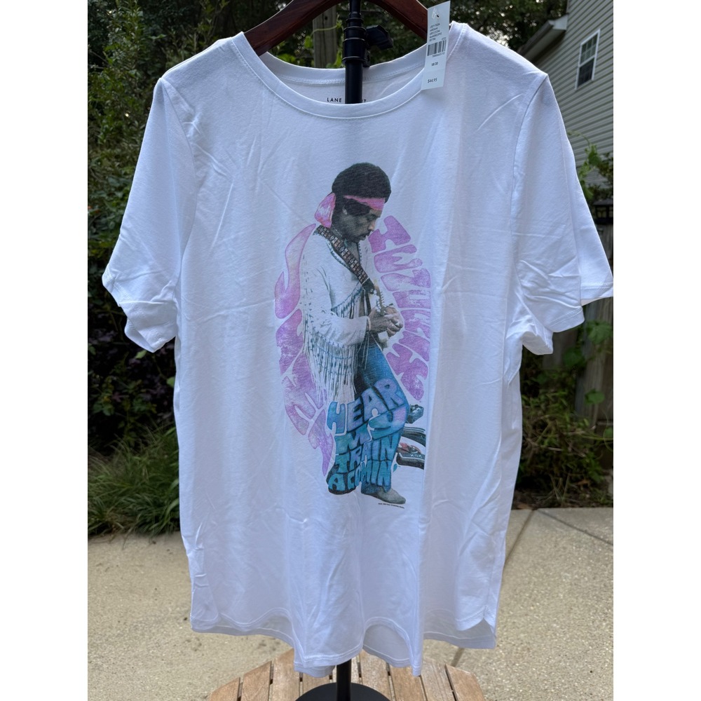 Lane Bryant Jimi Hendrix Hear My Train A Comin Graphic Tee White 18/20 NWT